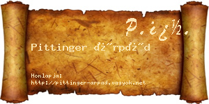 Pittinger Árpád névjegykártya